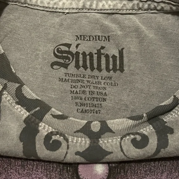 Sinful Women’s Y2K Tee with Heart and Wings Design - Picture 2 of 6